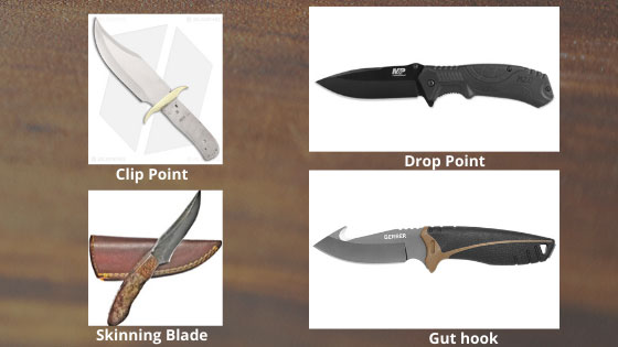 Clip-Point, Drop-Point, Skinning-Blade, Gut-hook-knife